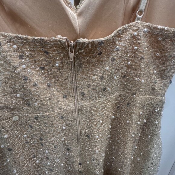 Emerald Sundae Womens Gold Sequin Mini Dress With Spaghetti Straps & Sweetheart - Picture 5 of 5